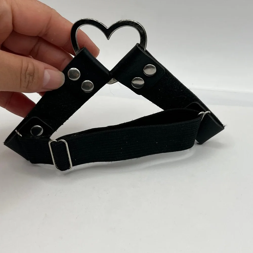 Vintage Black Faux Leather Heart Garter Belt Gothic‎ Punk Elastic Leg Ring Toy